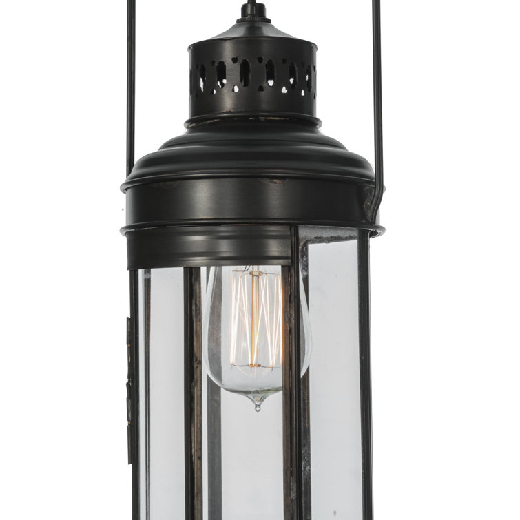 Westminster Black Solid Brass 1-Light Dimmable Lantern Wall Sconce