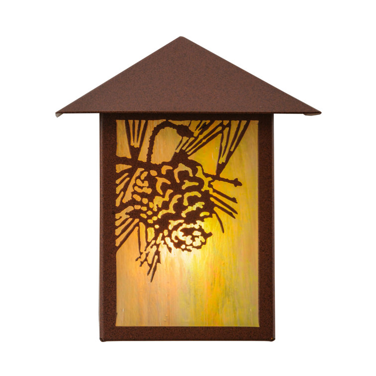 Rustic Pinecone Beige Glass Wall Sconce