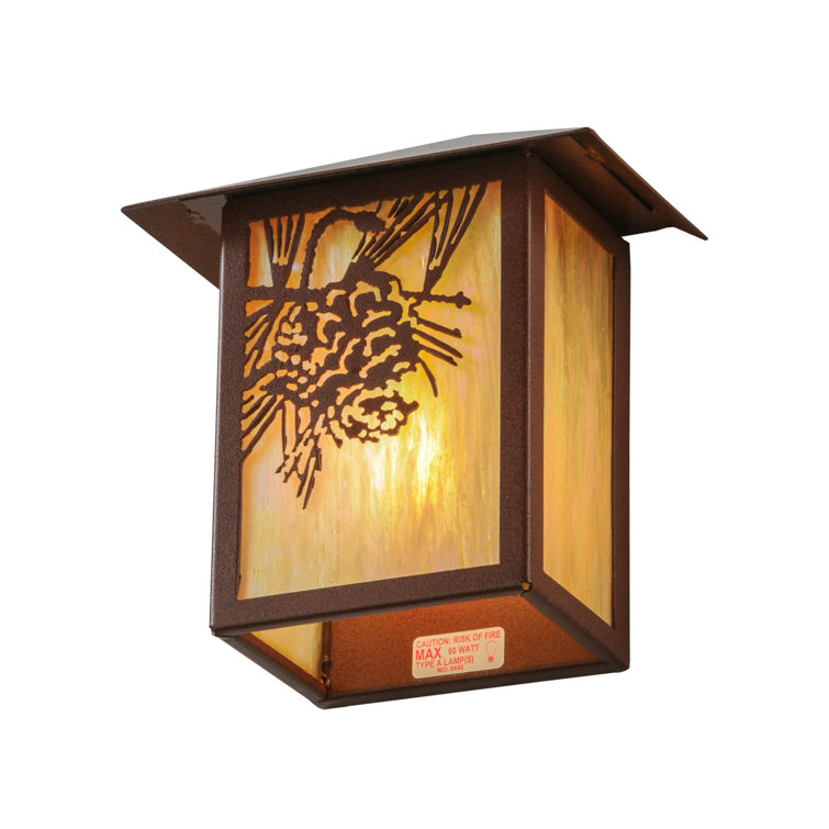 Rustic Pinecone Beige Glass Wall Sconce