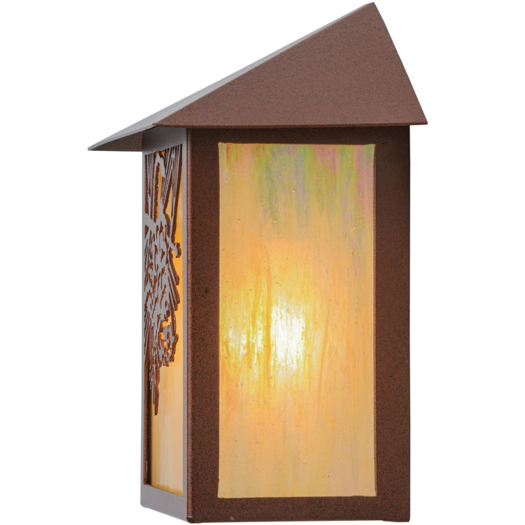 Rustic Pinecone Beige Glass Wall Sconce