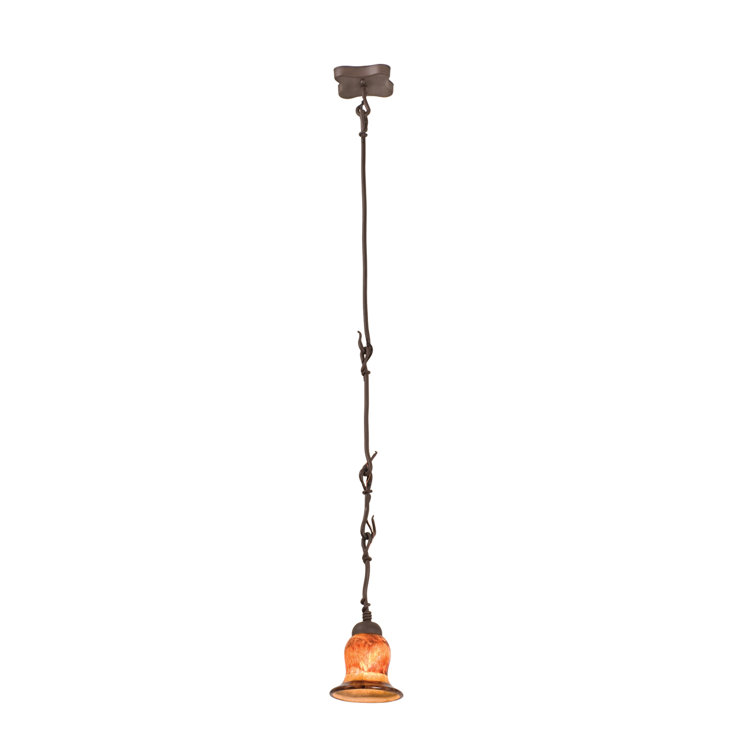 Penshell Glass and Brown Wrought Iron Mini Pendant Light