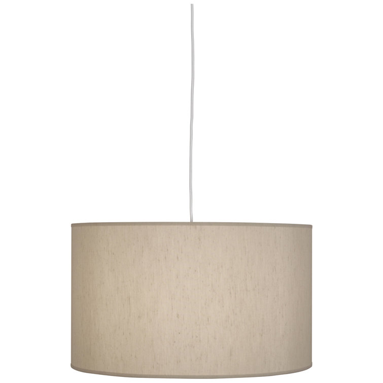 Elena Modern White Drum Pendant Light with Bone Dupoini Shade