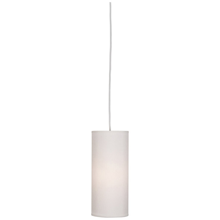 Elena Mini Painted White Glass Pendant with Pearl Dupioni Shade