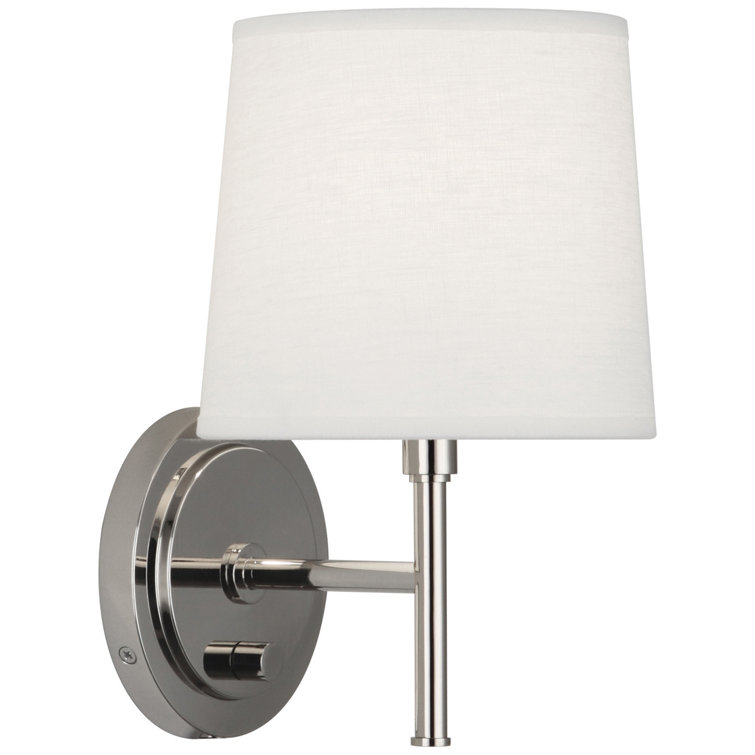 Polished Nickel Plug-In Dimmable Wall Sconce with Linen Shade