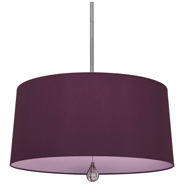 Parrot Green Fabric Drum Chandelier with Polished Nickel Finish