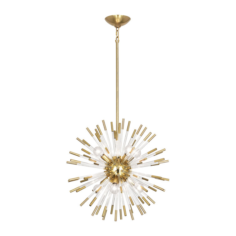 Andromeda Modern Brass 20" Sputnik Sphere Chandelier with Acrylic Rods