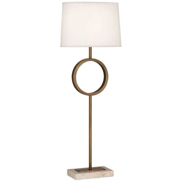 Logan Aged Brass Buffet Table Lamp with Carrara Marble Base