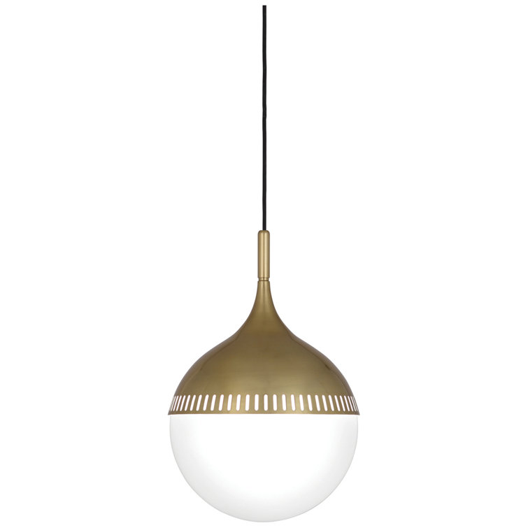 Antique Brass Mini Globe Pendant with Fluorescent Glass Shade