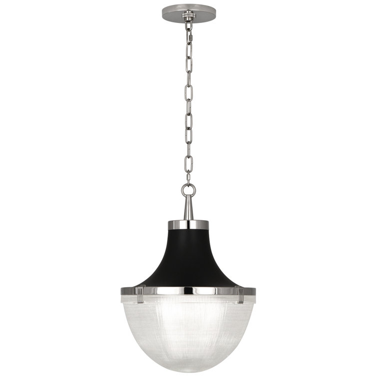 Contemporary Indoor/Outdoor Polished Nickel Glass Bowl Pendant