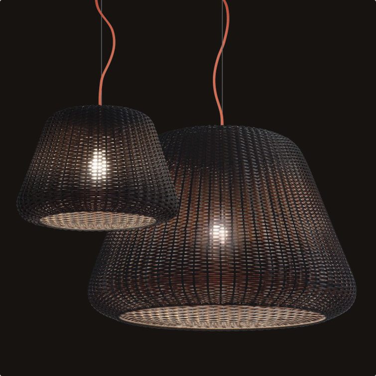 Ralph Hand-Woven Brown Synthetic Rattan 35" Outdoor Pendant Light