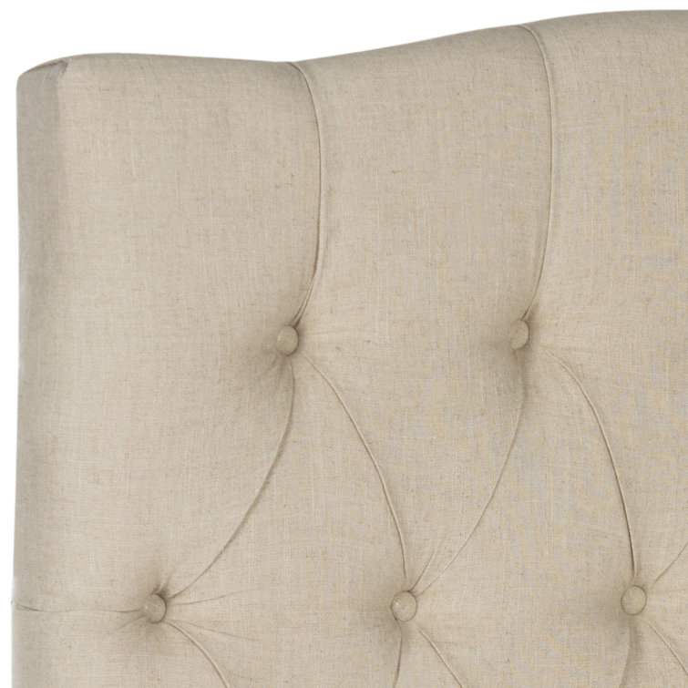 Beige Linen Tufted Queen Upholstered Headboard