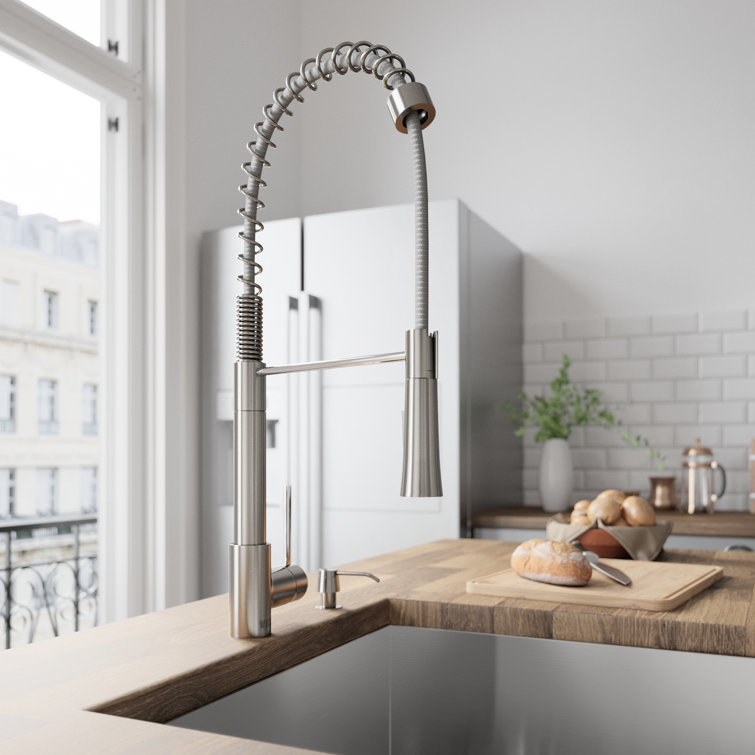 Stainless Steel Pull-Down Kitchen Faucet with Soap Dispenser