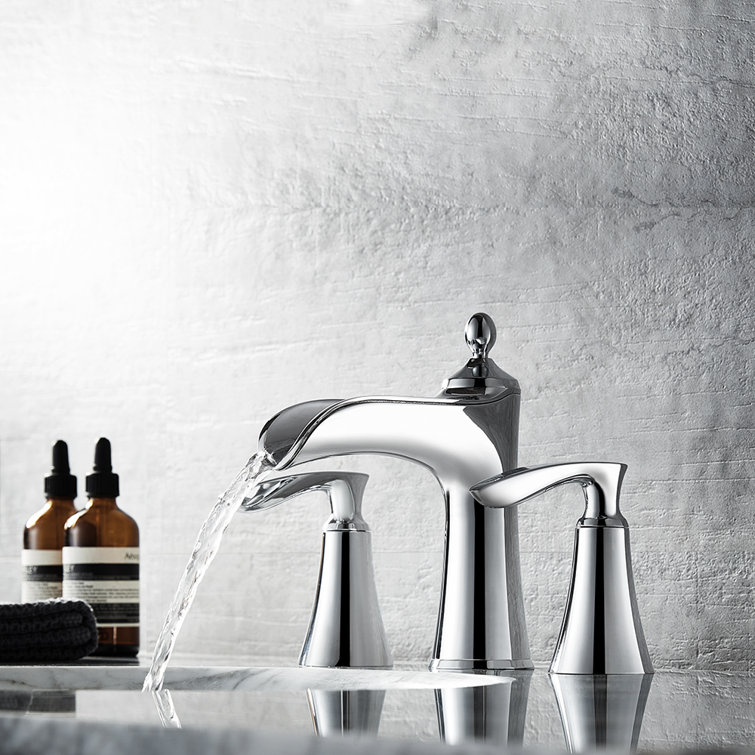 Ukiah Polished Chrome 2-Handle Widespread Waterfall Bathroom Faucet