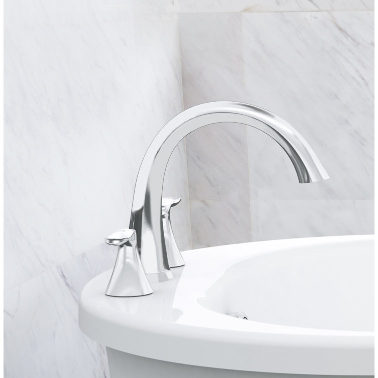 Piccolo Polished Chrome Low-Arc Deck-Mount Roman Tub Faucet