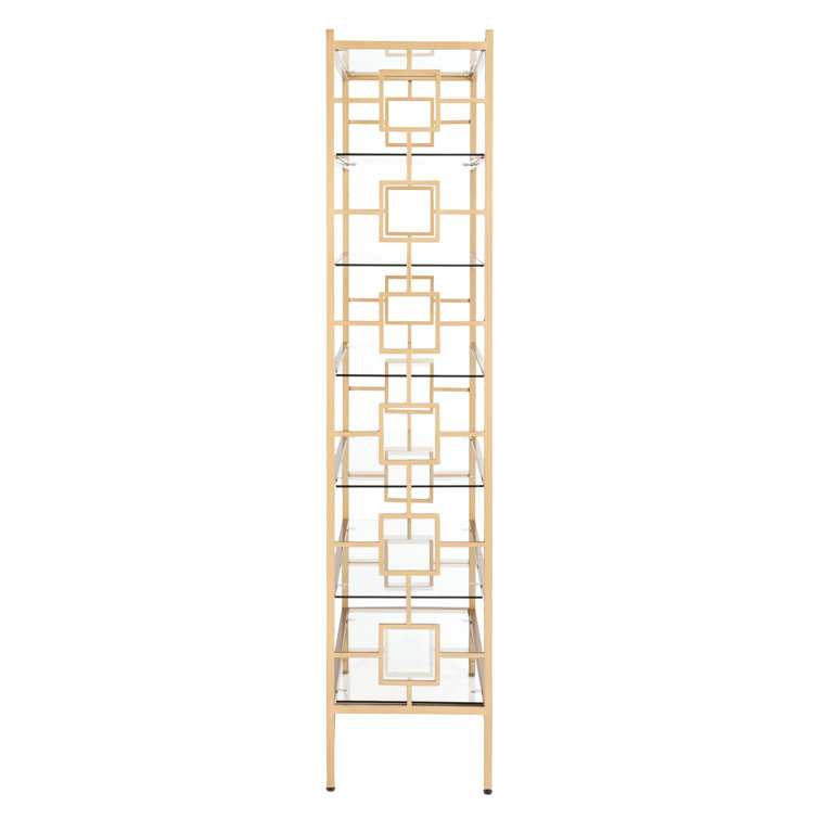 Brooklyn Gold Quatrefoil 7-Tier Glass Etagere Bookcase