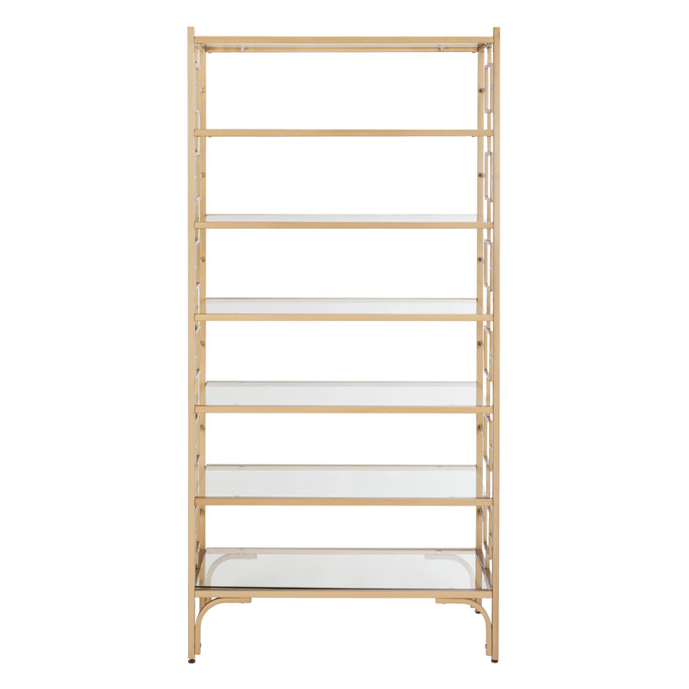 Brooklyn Gold Quatrefoil 7-Tier Glass Etagere Bookcase