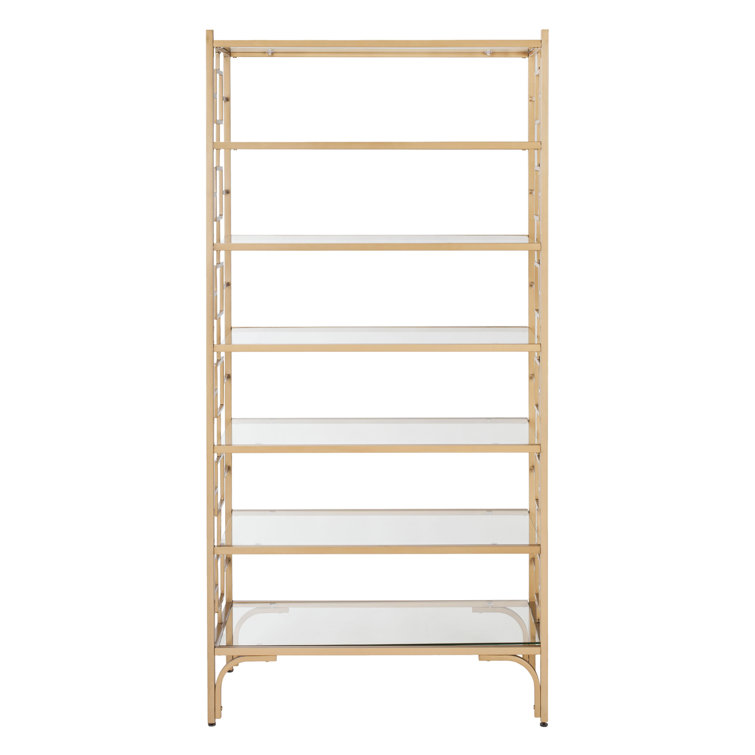 Brooklyn Gold Quatrefoil 7-Tier Glass Etagere Bookcase