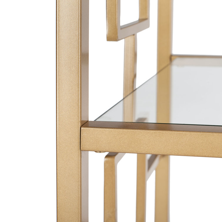 Brooklyn Gold Quatrefoil 7-Tier Glass Etagere Bookcase