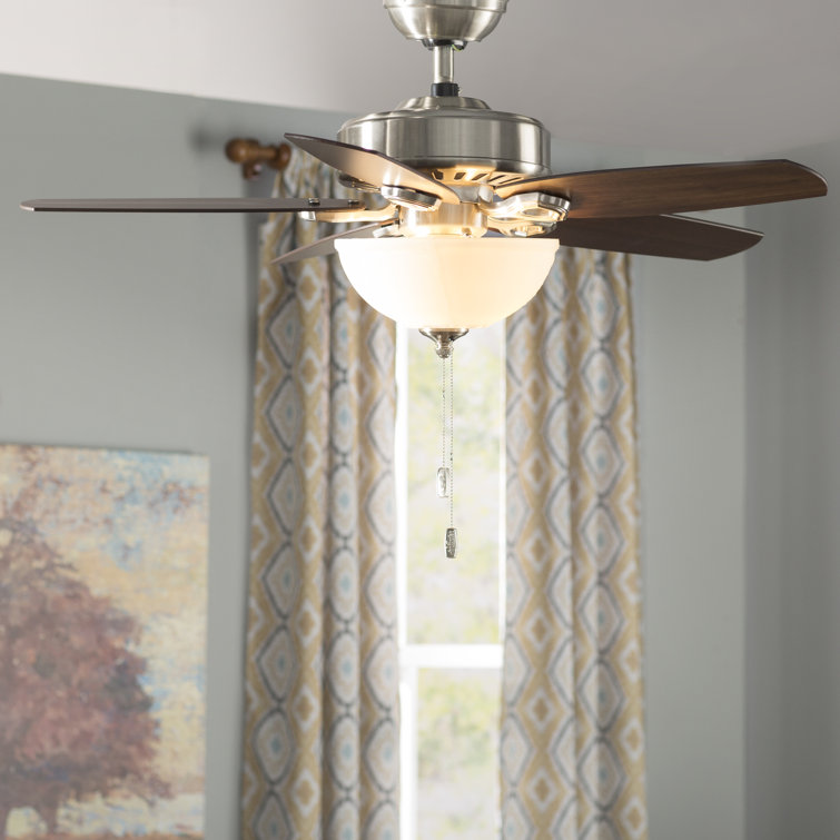 42" Brushed Nickel Ceiling Fan with LED Light and Mahogany Blades