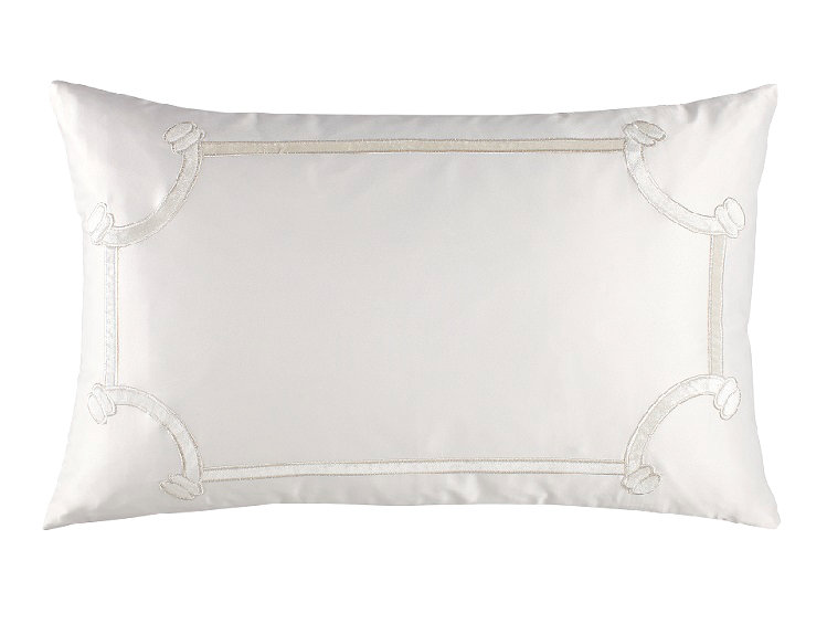 Ivory Embroidered Velvet Applique Rectangular Throw Pillow