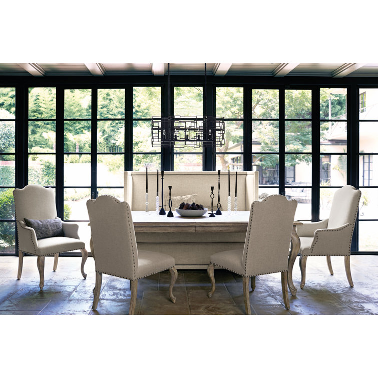 Campania Cream Linen & White Oak Transitional Armchair