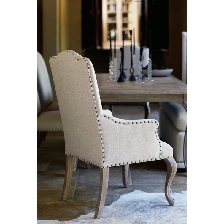Campania Cream Linen & White Oak Transitional Armchair