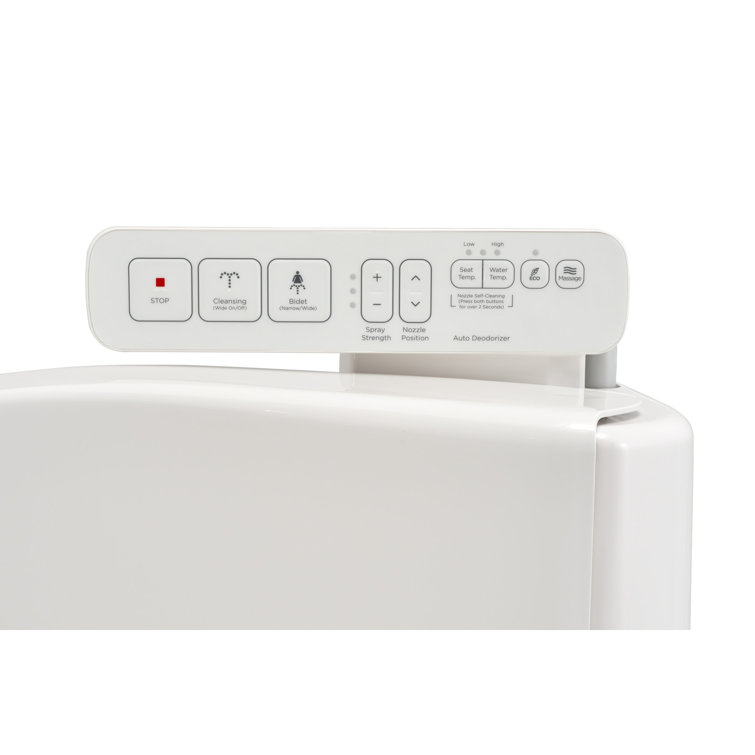 White Elongated Bidet Toilet Seat with Side Panel