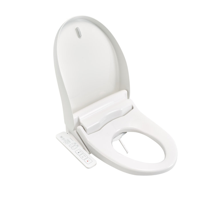 White Elongated Bidet Toilet Seat with Side Panel