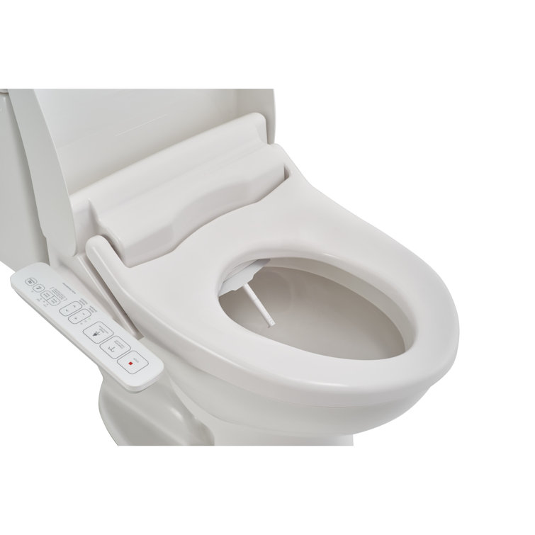 White Elongated Bidet Toilet Seat with Side Panel