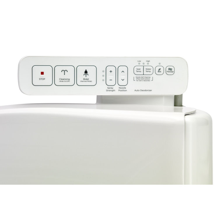 White Elongated Bidet Toilet Seat with Side Panel