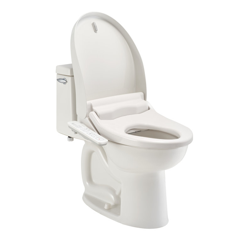 White Elongated Bidet Toilet Seat with Side Panel