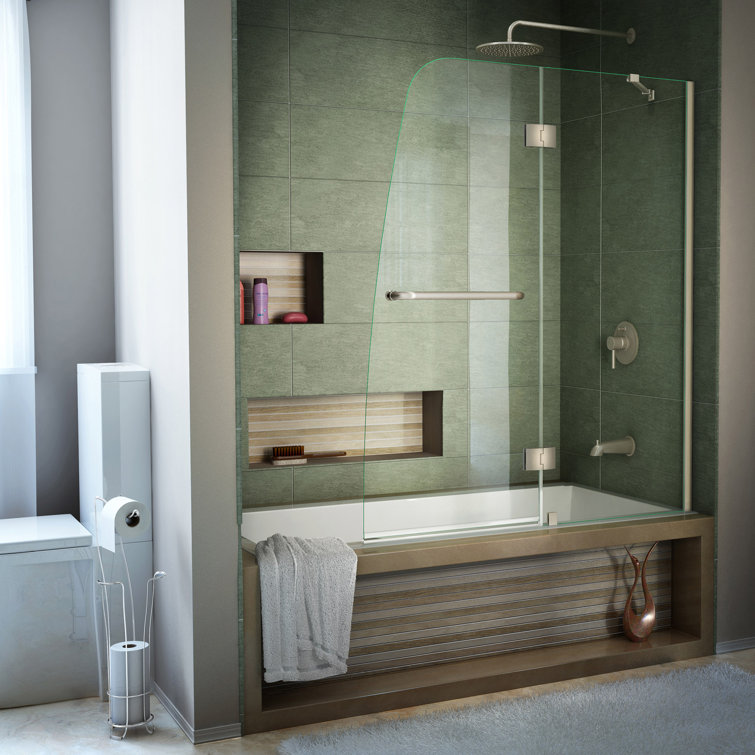 Aqua 48" x 58" Frameless Clear Glass Hinged Tub Door