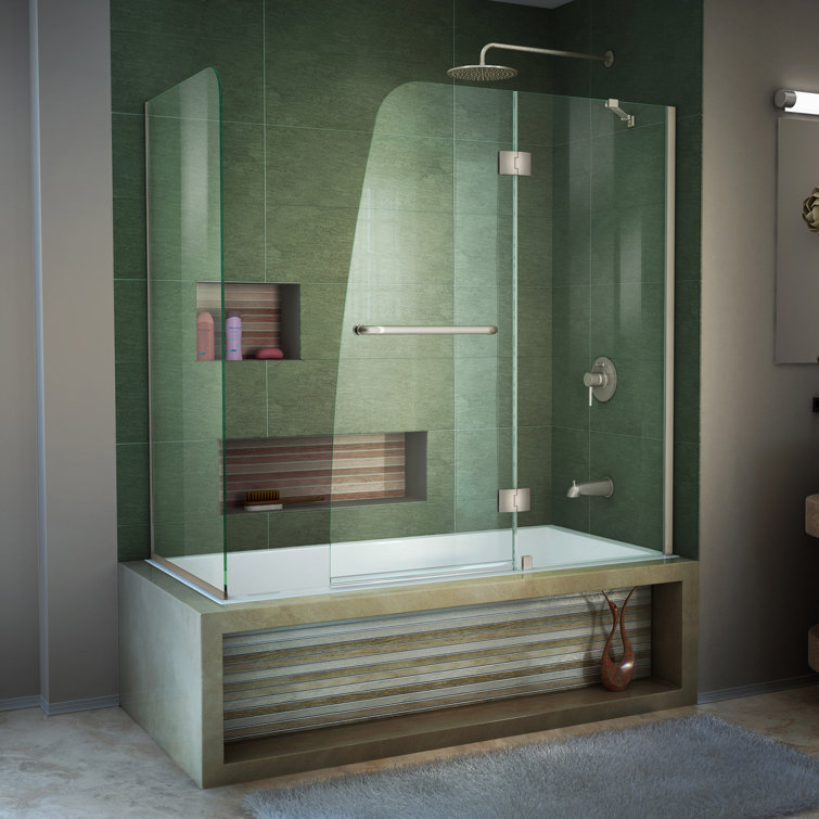 Aqua 56-60" Frameless Hinged Tub Door with Clear Glass