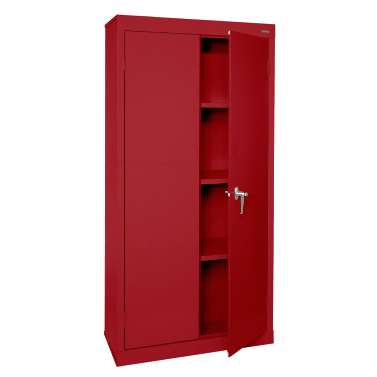 Gray Steel Freestanding Lockable Office Cabinet with Adjustable Shelving