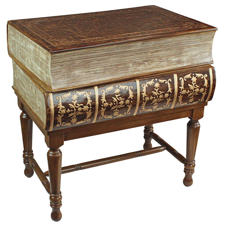 Shakespearean Faux Book Stack Wooden Side Table 24.5"