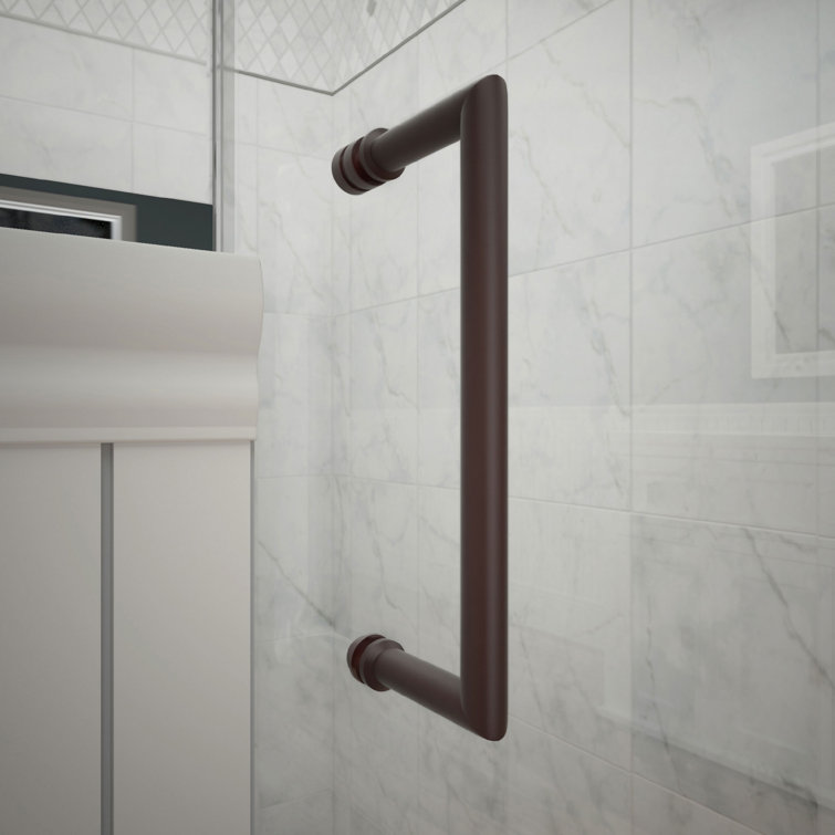 Unidoor Plus 61" Frameless Clear Glass Shower Door with Black Hardware