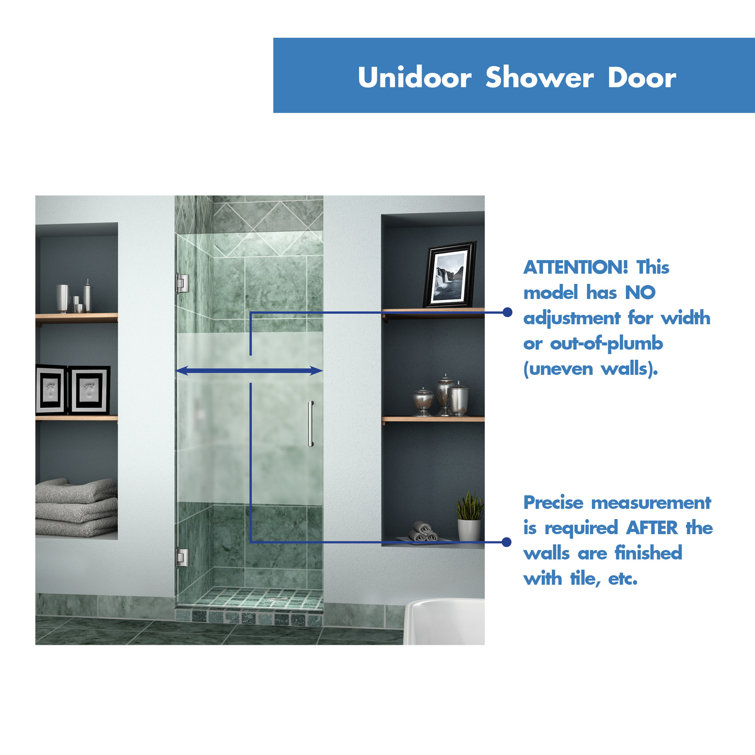 Unidoor 30" W x 72" H Frameless Hinged Shower Door in Black