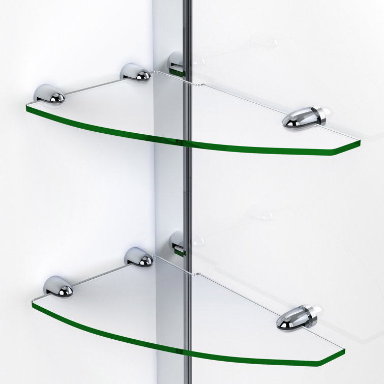 Black Frameless Hinged Shower Door with Clear Glass, 61" x 72"