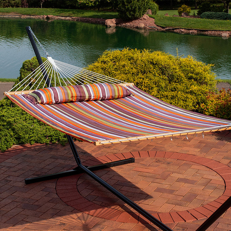 Canyon Sunset Quilted Fabric Two-Person Hammock with Spreader Bars