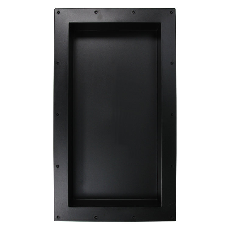 Black ABS Rectangular Recessed Shower Niche Shelf