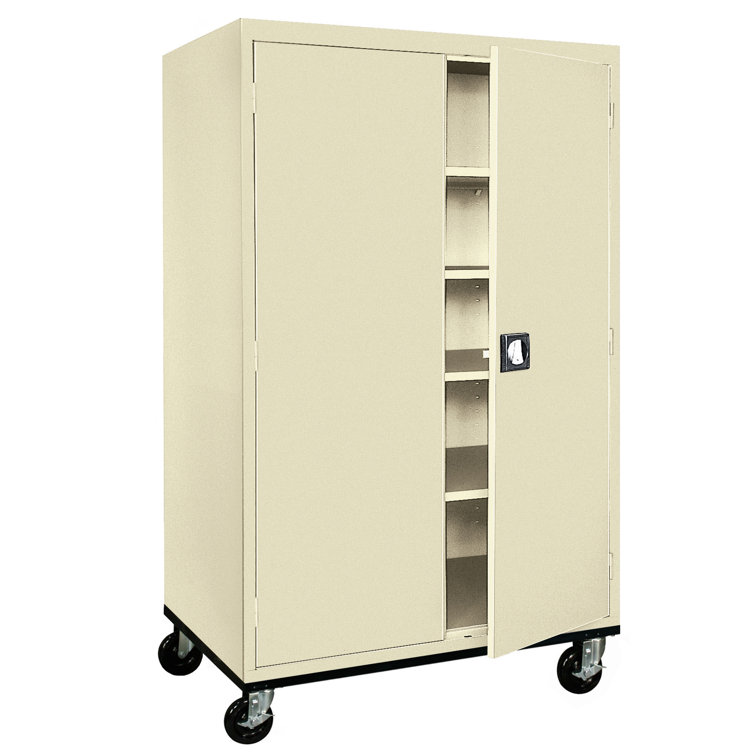 Putty Freestanding Lockable Steel Office Cabinet with Adjustable Shelving