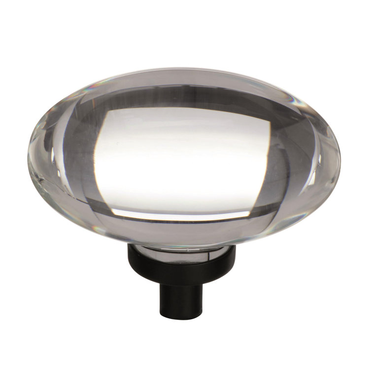 Clear Glass and Black Bronze Oval Cabinet Knob, 1-3/4 Inches