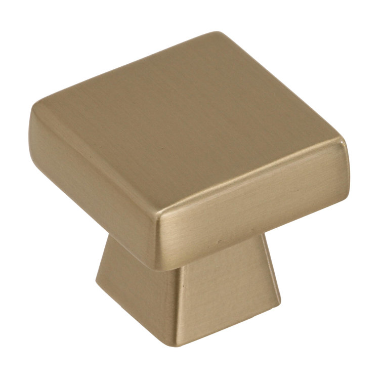 Golden Champagne Square Modern Cabinet Knob with Mounting Hardware