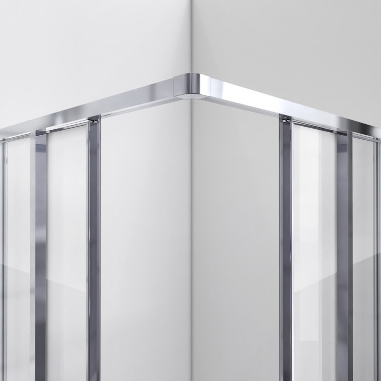 Cornerview 36" x 74.75" Chrome Framed Square Sliding Shower Enclosure