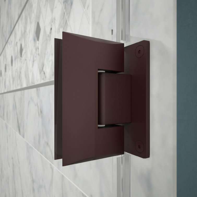 Unidoor Plus 61" Frameless Clear Glass Shower Door with Black Hardware