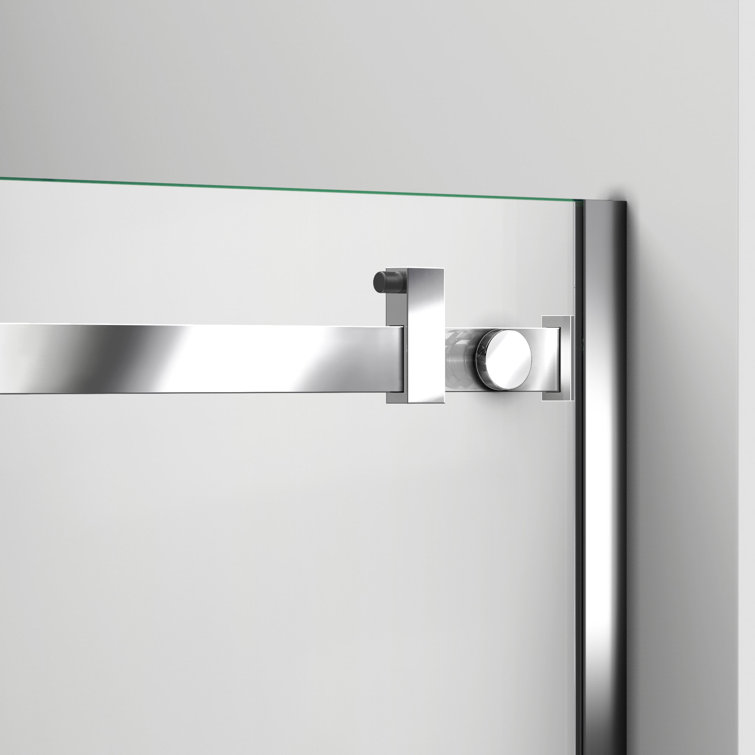 Polished Stainless Steel Frameless Sliding Shower Door with Clear Glass