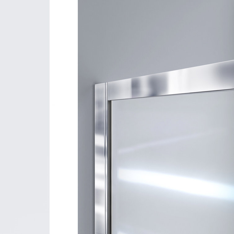 Brushed Nickel Semi-Frameless Sliding Shower Kit with Frosted Glass