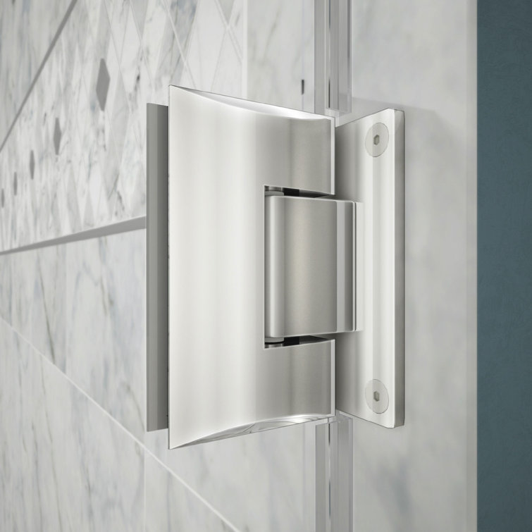 Black Frameless Hinged Shower Door with Clear Glass, 61" x 72"