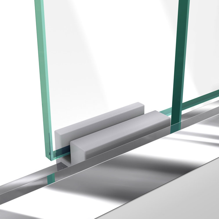 Duet 60" Frameless Clear Glass Sliding Shower Kit with Brushed Nickel Finish