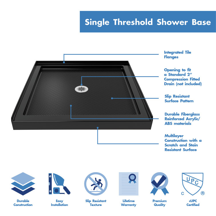 Flex 36" x 74.75" Frameless Chrome Pivot Shower Kit